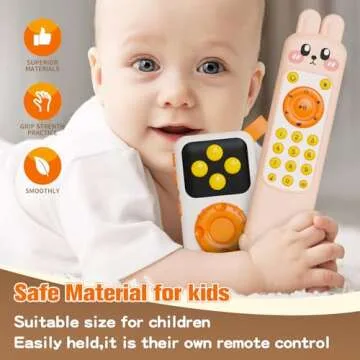 Jovow Baby TV Remote Toy Set,Realistic Play TV Remote Control with Adjustable Music Sound,Infant Early Learning Baby Toys,Toddlers Musical Toy Remote for 18+ Months Boys Girls Gifts.