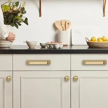 Khtumeware Stylish Brushed Brass Cabinet Knobs Set