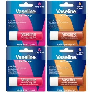 Vaseline Lip Therapy Variety 4-Pack: Cocoa Butter & Rosy Lips, 0.16 Oz