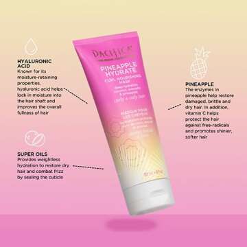 Pacifica Beauty Pineapple Hydrate Curl Nourishing Mask, Haircare, Deep Hydration, Coconut, Avocado, For Curly Coily Hair, Sulfate & Paraben Free, Vegan, 6 fl oz (1 Count)
