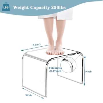 Tmoicer Kids' Step Stool 9'' Acrylic Transparent Step Stool Strong Load 250 Lbs One Step Stool for B...