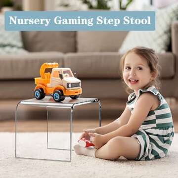 Tmoicer Kids' Step Stool 9'' Acrylic Transparent Step Stool Strong Load 250 Lbs One Step Stool for Bedroom Kitchen Bathroom (No Anti-Slip, 1 pcs)
