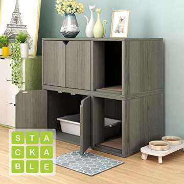 WAY BASICS Cat Litter Box Enclosure Hidden Furniture (Scratch Pad Included)