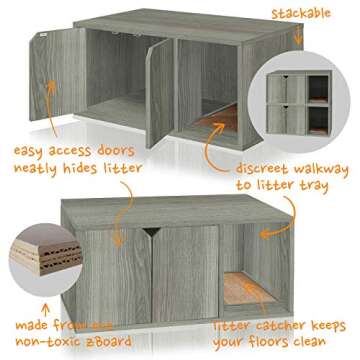 WAY BASICS Cat Litter Box Enclosure Hidden Furniture (Scratch Pad Included)