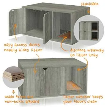 WAY BASICS Cat Litter Box Enclosure Hidden Furniture (Scratch Pad Included)
