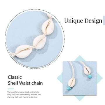 Simsly Puka Shell Waist Chain Boho Body Chain Shells Beach Belly Jewelry for Women and Girls