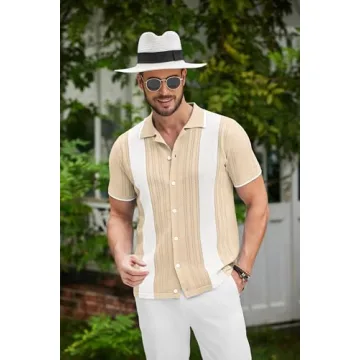 Stylish COOFANDY Vintage Knit Button Down Shirt for Men