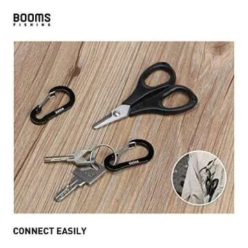 Booms Fishing CC1 Multi-Use Carabiner Clip, 6 Pack Small Caribeener Clips, Mini Keychain Caribeaner ...