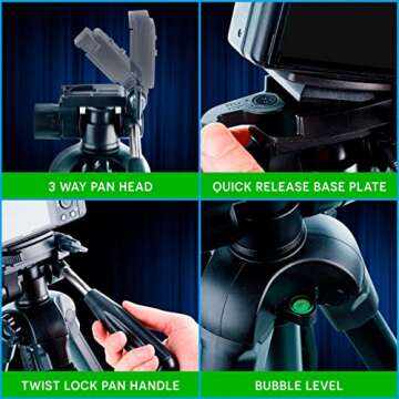 KobraTech 70 Inch Tripod for Camera and Phone | Apex A70 Camera Tripod with Remote and Monopod | Aluminum Camera Tripod for Nikon, Canon, iPhone | Includes Phone Tripod Mount