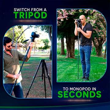 KobraTech 70 Inch Tripod for Camera and Phone | Apex A70 Camera Tripod with Remote and Monopod | Aluminum Camera Tripod for Nikon, Canon, iPhone | Includes Phone Tripod Mount