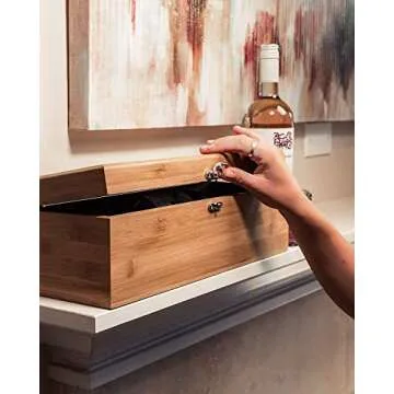 Case Elegance Wooden Wine Box Set | Premium Single Bottle Gift Case with Hinged Lid & Secure Clasp | Bamboo Wine Case with Tools Set | Perfect for Wine Lovers, Birthdays, Housewarmings & Anniversaries