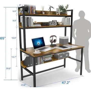 Aquzee Computer Desk with Hutch for Home Office Work