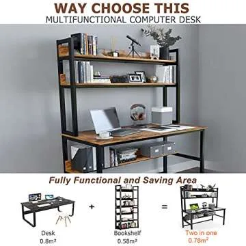 Aquzee Computer Desk with Hutch for Home Office Work