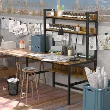 Aquzee Computer Desk with Hutch for Home Office Work