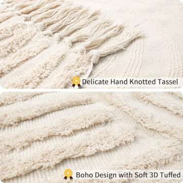 Nymphia Boho Runner Rug 2x6 - Beige Hallway Rug Runner Washable Woven Tufted Rugs with Tassels for Kitchen Bathroom Bedroom Living Room Decor