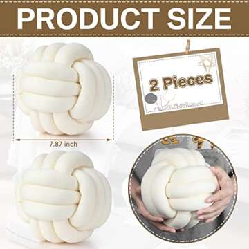 Namalu 2 Pieces Knot Ball Pillows Round Plush Aesthetic Cushion Pillows Soft Stress Relieving Cute D...