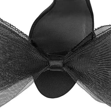 Coutgo Women's Bow Heels Open Toe Stiletto Heels One Strap Bridal Wedding Asymmetric Non-Removable Bow Knot Heeled Sandals Clearance