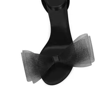 Coutgo Women's Bow Heels Open Toe Stiletto Heels One Strap Bridal Wedding Asymmetric Non-Removable Bow Knot Heeled Sandals Clearance