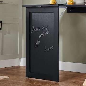 Haotian Murphy Desk Wall-Mounted Table Folding Kitchen & Dining Table Floating Desk with Chalkboard Space Saving Fold Up Workstation, Black FWT20-SCH