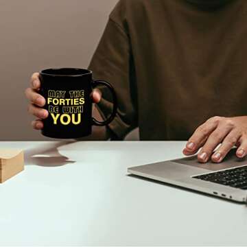Cabtnca 40th Birthday Gifts Men/Women, May The Forties Be With You Coffee Mug, 40 Year Old Gifts for...