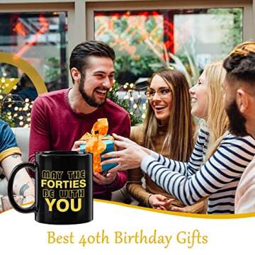 Cabtnca 40th Birthday Gifts Men/Women, May The Forties Be With You Coffee Mug, 40 Year Old Gifts for Men, 40 Birthday Cup, Birthday Gifts for Men, 40th Birthday Gifts for Husband Friends, 11Oz