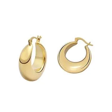 Edforce Chunky Large Hoop Earrings | 14K Gold Plated Style
