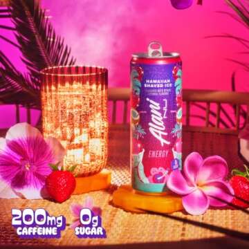 Alani Nu HAWAIIAN SHAVED ICE Sugar Free, Low Calorie Energy Drinks | 200mg Caffeine | Pre Workout Performance with Antioxidants | Biotin B Vitamins | Zero Sugar | 10 Calories | 12 Fl Oz Cans (12 Pack)