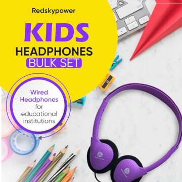10 Pack Bulk Headphones, Wired Headphones for Kids, Teens, Adults, Affordable On-Ear with 3.5mm Plug...