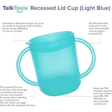 TalkTools Recessed Lid Cup with Handles - Leak Proof | Promotes Oral Motor Skills, Lip Closure, and ...