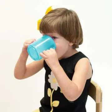 TalkTools Recessed Lid Cup with Handles - Leak Proof | Promotes Oral Motor Skills, Lip Closure, and Self Feeding | Alternative to Sippy Bottle | Food Grade Materials | Dishwasher Safe (Light Blue)