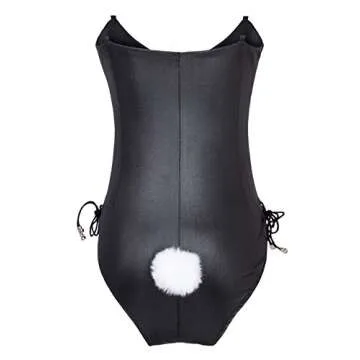 Womens Bunny Costume Girl Suit Senpai Cosplay Anime Role Costume One Piece Bodysuit Removable Padded with Stockings Set(L)