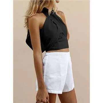 HYPERFIRE Women's Sexy Criss Cross Halter Cami Crop Top