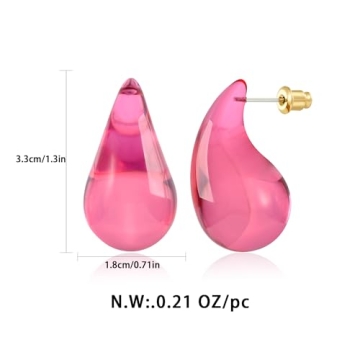 Stylish HolidayQbee Waterdrop Earrings for Women in Pink Teardrop