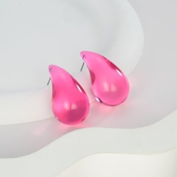 Stylish HolidayQbee Waterdrop Earrings for Women in Pink Teardrop