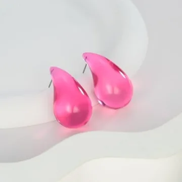 Stylish HolidayQbee Waterdrop Earrings for Women in Pink Teardrop