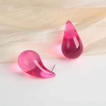 Stylish HolidayQbee Waterdrop Earrings for Women in Pink Teardrop