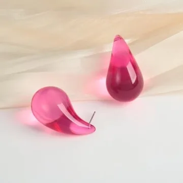 Stylish HolidayQbee Waterdrop Earrings for Women in Pink Teardrop