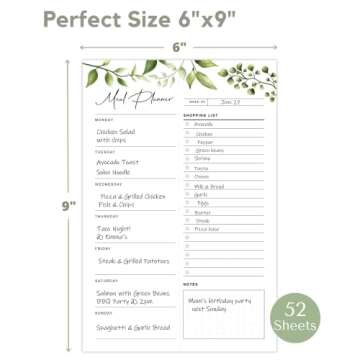 Stylish Magnetic Meal Planning Pad - 52 Sheets | Grocery List