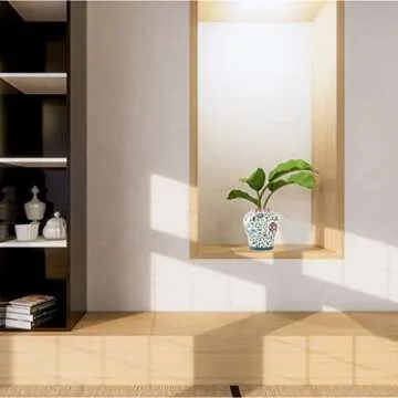 ARTLINE Jingdezhen Ceramic Ginger Jar with Lid, Chinese Style Temple Jar, Enamel Decorative Vase for Home Decor, Ceramic Storage Jar for Home Kitchen Dining Decoration