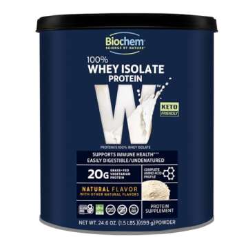 Biochem, Whey Protein Powder, 20g of Protein to Support Muscles and Intense Workouts, Natural, 24.6 oz