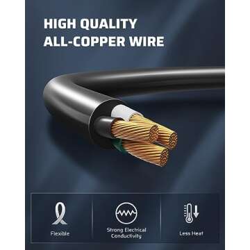 DEWENWILS Extension Cord 20 FT, 3 Prong Waterproof Extension Cable for Indoor Outdoor Appliances, 16/3 SJTW, Black, ETL Listed, 1 Pack