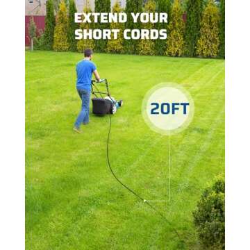 DEWENWILS Extension Cord 20 FT, 3 Prong Waterproof Extension Cable for Indoor Outdoor Appliances, 16/3 SJTW, Black, ETL Listed, 1 Pack