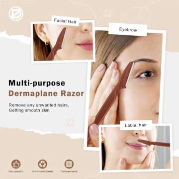 D Dermaplane Razor for Women Face - 6PCS Face Razors for Women - Eyebrow Razor with Precision Cover - Dermaplaning Tool for Face - Face Shaver for Women - Facial Hair Removal for Women - Neutral