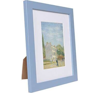 Muzilife 8x10 Wood Picture Frame with Real Glass Cover, Blue Photo Frame Display Pictures 5x7 with M...