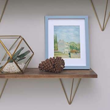 Muzilife 8x10 Wood Picture Frame with Real Glass Cover, Blue Photo Frame Display Pictures 5x7 with Mat or 8x10 Without Mat, Vertical & Horizontal on Wall or Tabletop, 1pcs