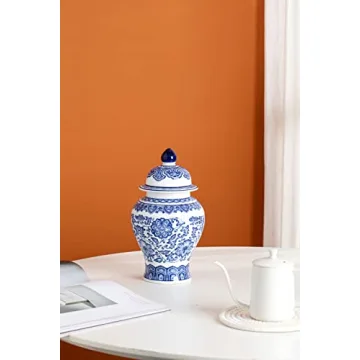 Elegant Blue and White Ginger Jar for Home Decor