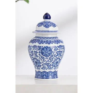 Elegant Blue and White Ginger Jar for Home Decor