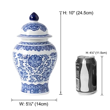 Elegant Blue and White Ginger Jar for Home Decor