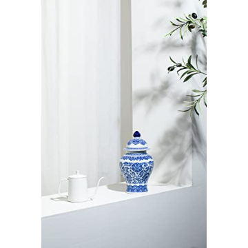 Elegant Blue and White Ginger Jar for Home Decor