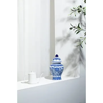 Elegant Blue and White Ginger Jar for Home Decor